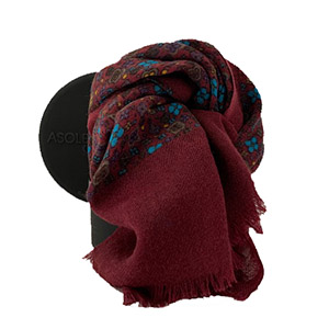 Sciarpa DIS. D <BR/> BORDEAUX <BR/> 100% LANA